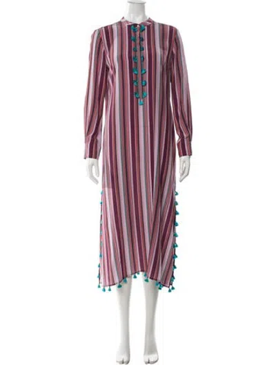 Pre-owned Figue Striped Long Dress In Purple