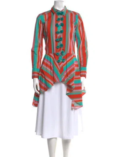 Pre-owned Figue Striped Long Sleeve Blouse