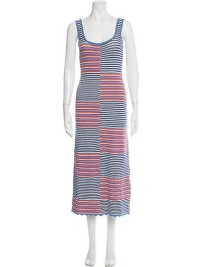 Pre-owned Figue Striped Midi Length Dress In Blue/purple