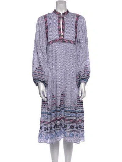 Pre-owned Figue Striped Midi Length Dress In Purple