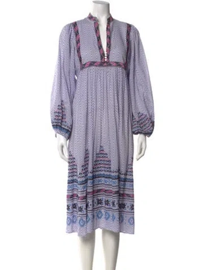 Pre-owned Figue Striped Midi Length Dress In Purple
