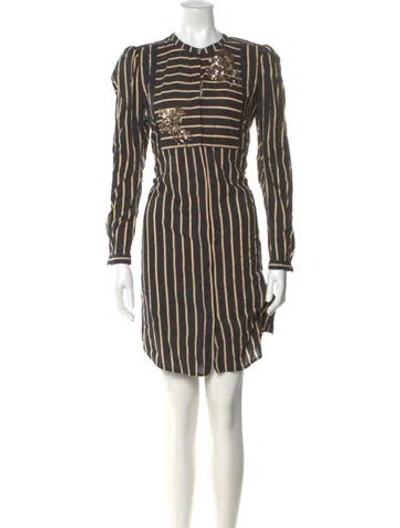 Pre-owned Figue Striped Mini Dress In Green