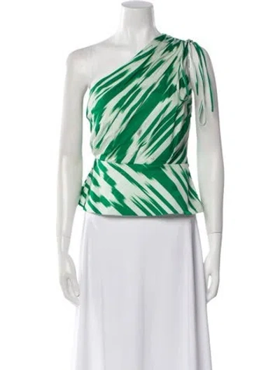 Pre-owned Figue Striped One-shoulder Top In Green