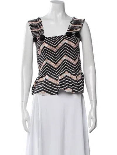 Pre-owned Figue Striped Square Neckline Top In White