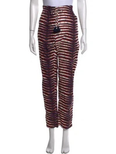Pre-owned Figue Striped Straight Leg Pants In White