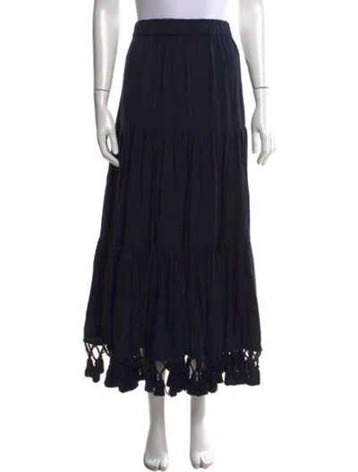 Pre-owned Figue Tassel Accents Long Skirt In Blue