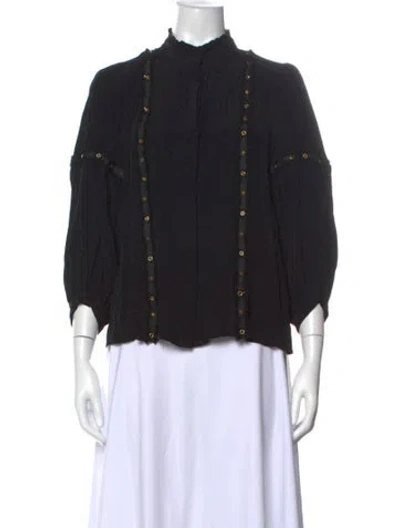 Pre-owned Figue Three-quarter Sleeve Blouse In Black