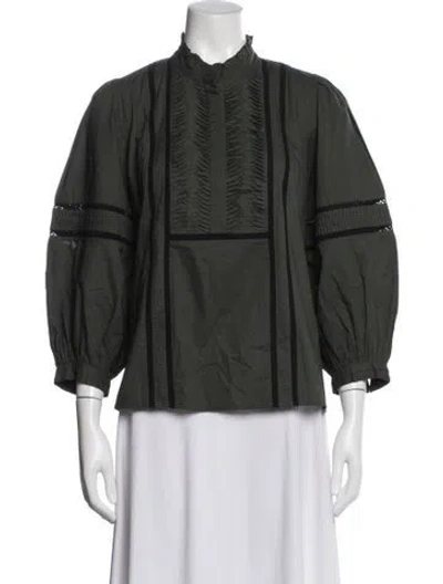 Pre-owned Figue Three-quarter Sleeve Blouse In Green