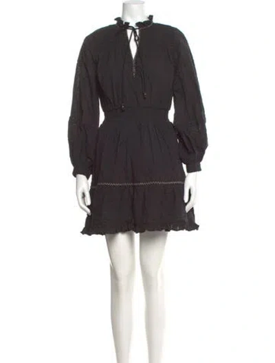 Pre-owned Figue Tie Neck Mini Dress In Black