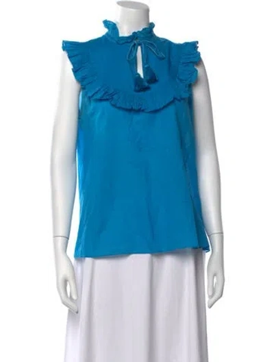 Pre-owned Figue Tie Neck Sleeveless Top In Blue
