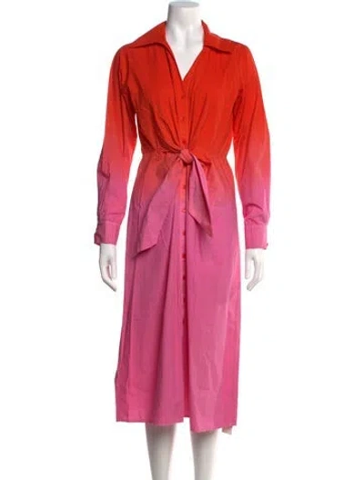 Pre-owned Figue Tie-dye Print Midi Length Dress In Orange