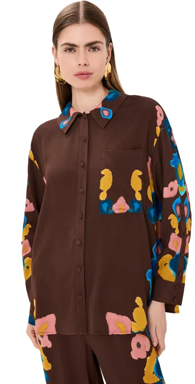 Figue Tori Top Inkblot Ikat Espresso Brown