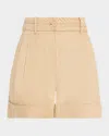 Figue Uma Braided Pleated Linen Shorts In Travertine Sand
