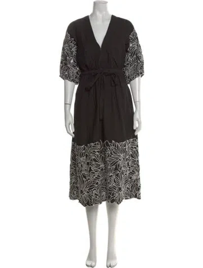 Pre-owned Figue V-neck Long Dress In Black