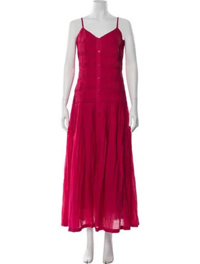 Pre-owned Figue V-neck Long Dress W/ Tags In Red