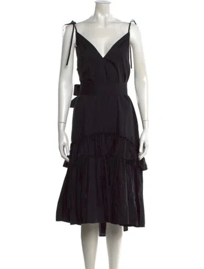 Pre-owned Figue V-neck Midi Length Dress In Black