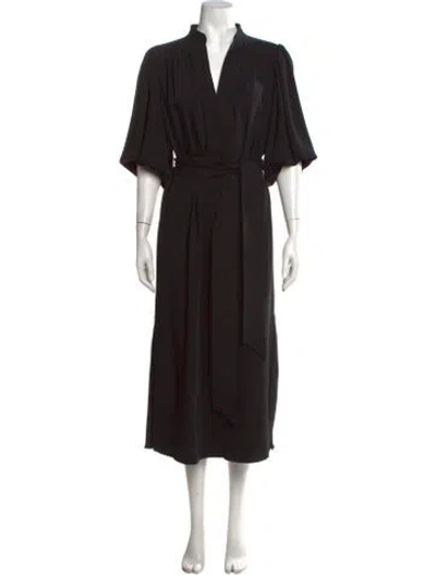 Pre-owned Figue V-neck Midi Length Dress In Black