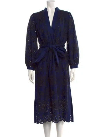 Pre-owned Figue V-neck Midi Length Dress W/ Tags In Blue