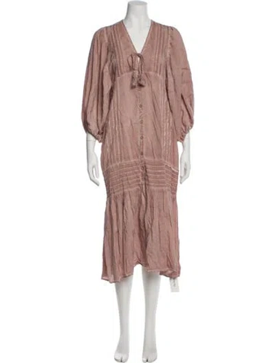 Pre-owned Figue V-neck Midi Length Dress W/ Tags In Pink