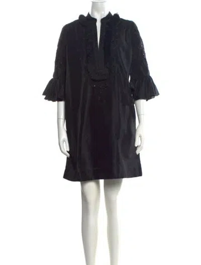 Pre-owned Figue V-neck Mini Dress In Black