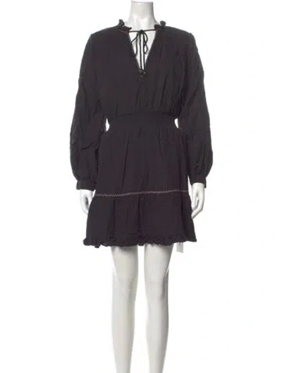 Pre-owned Figue V-neck Mini Dress In Gray