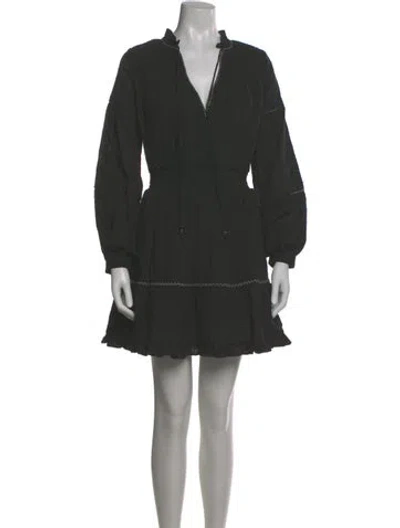 Pre-owned Figue V-neck Mini Dress In Gray