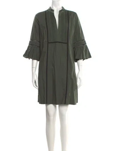 Pre-owned Figue V-neck Mini Dress In Green