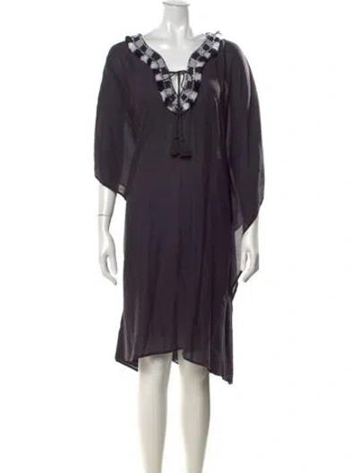 Pre-owned Figue V-neck Mini Dress In Purple