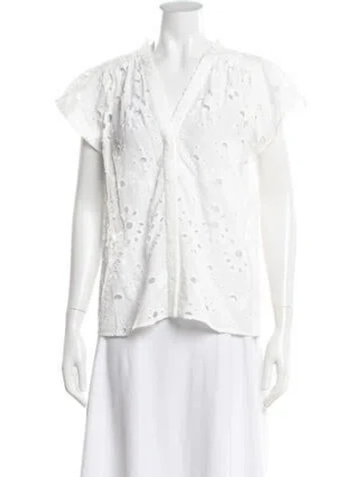 Pre-owned Figue V-neck Short Sleeve Top W/ Tags In White