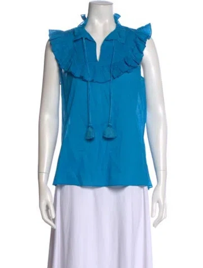 Pre-owned Figue V-neck Sleeveless Blouse In Blue