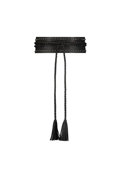 Figue Women's Dahlia Studded Wrap Belt In Black Leather