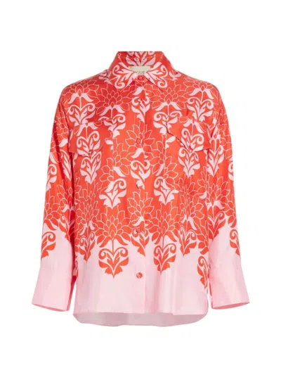 Figue Women's Francis Floral Silk Shirt In Mosaic Sunset Pink
