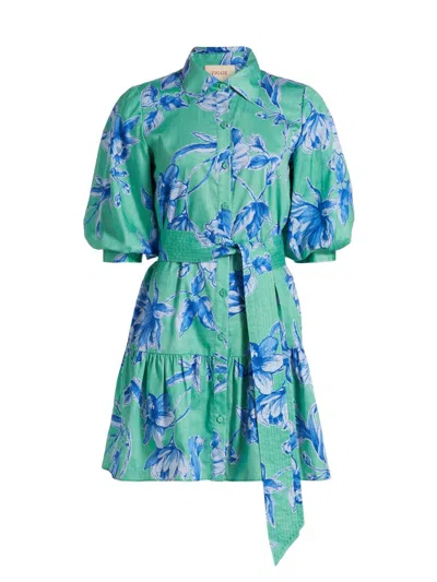 Figue Women's Georgie Floral Cotton Puff-sleeve Mini Shirtdress