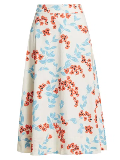 Figue Women's Isla Floral Poplin A-line Skirt In Wispy Floral Cream