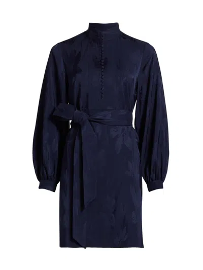 Figue Women's Izzie Floral Jacquard Tie-waist Minidress In Blue