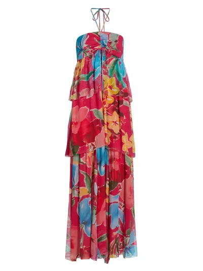 Figue Women's Lula Floral Silk Halter Maxi Dress