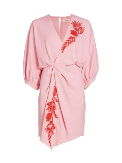 Figue Women's Rue Embroidered Wrap-effect Dress In Peony Pink