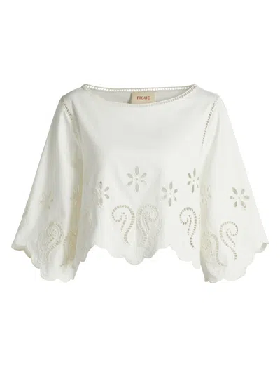 Figue Women's Seline Cotton Cut-out Crop Top In Gray