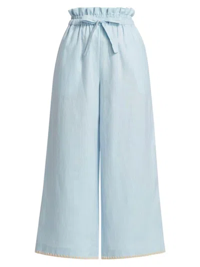 Figue Women's Tomasina Linen Drawstring Pants In Soft Blue