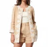 Figue Wren Embroidered Linen Open Jacket In Yellow