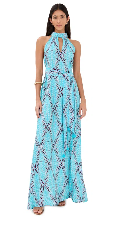 Figue Yvette Dress Canopy Palm Fiji Blue