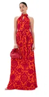 Figue Yvette Maxi Dress In Caspian Garden Spice Orange