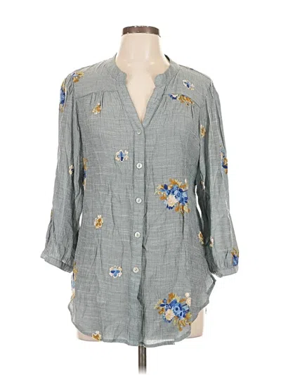 Pre-owned Figueroa & Flower 3/4 Sleeve Button Down Shirt In Gray