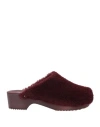 Figure Decorative Woman Mules & Clogs Burgundy Size 8 Shearling In Red