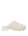 Figure Decorative Woman Mules & Clogs Off White Size 11 Textile Fibers, Soft Leather