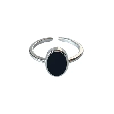 Fihr Collection Women's Silver / Black Sterling Silver Black Onyx Ring In Metallic