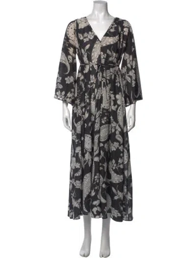 Pre-owned Fil De Vie Floral Print Long Dress In Multi