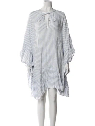 Pre-owned Fil De Vie Linen Knee-length Dress In Blue