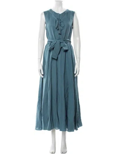Pre-owned Fil De Vie Linen Long Dress In Blue