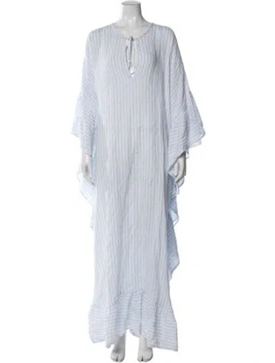 Pre-owned Fil De Vie Linen Long Dress In Blue